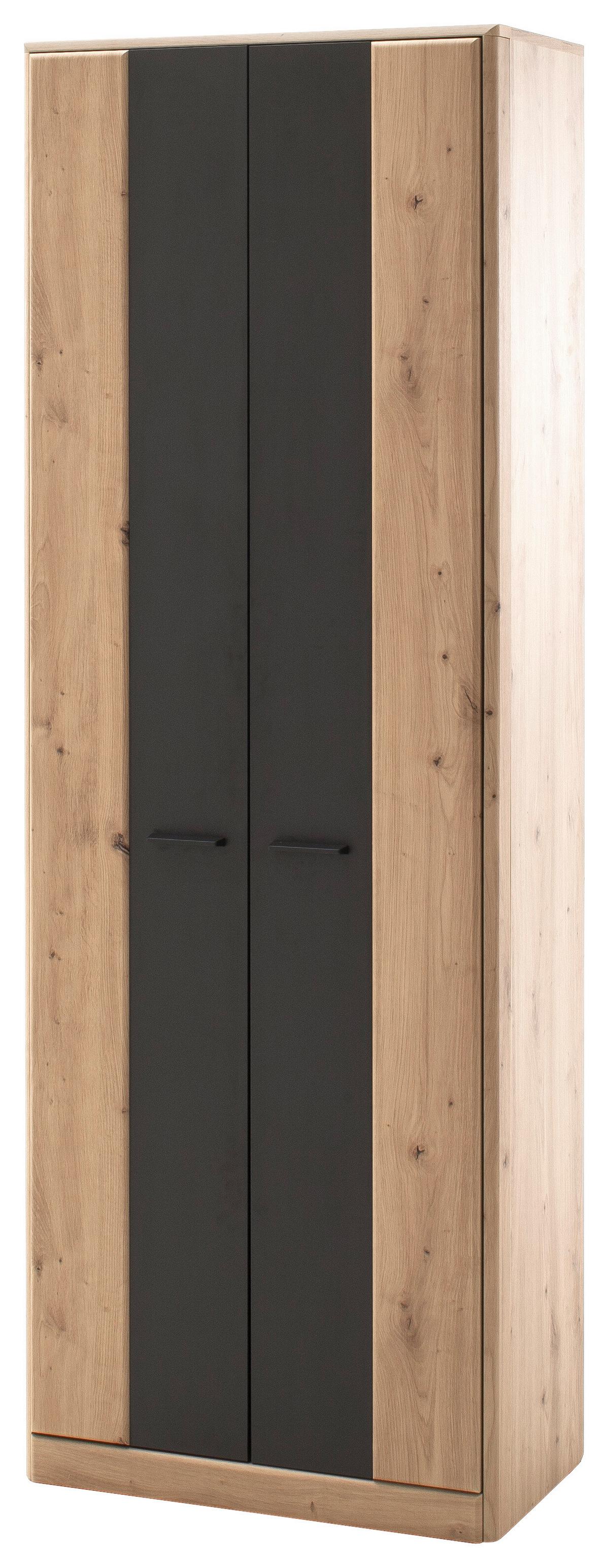 Schuhschrank in Grau/Eichefarben - Eichefarben/Anthrazit, MODERN, Holzwerkstoff/Metall (69/198/39cm) - Premium Living