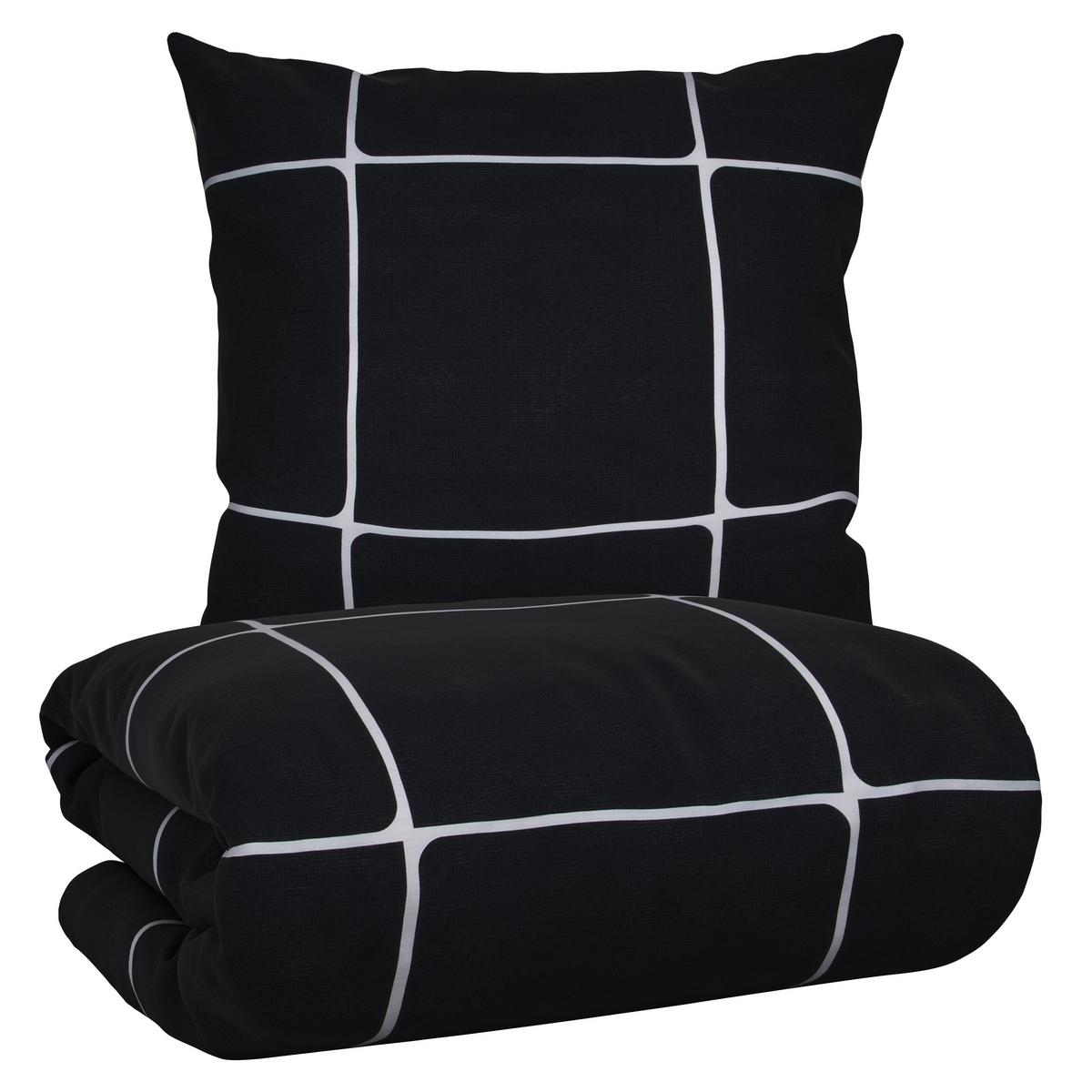 Bettwäsche Linnea Wende XL Schwarz/Greige ca. 155x220cm - Greige/Schwarz, MODERN, Textil (155/220cm) - Modern Living