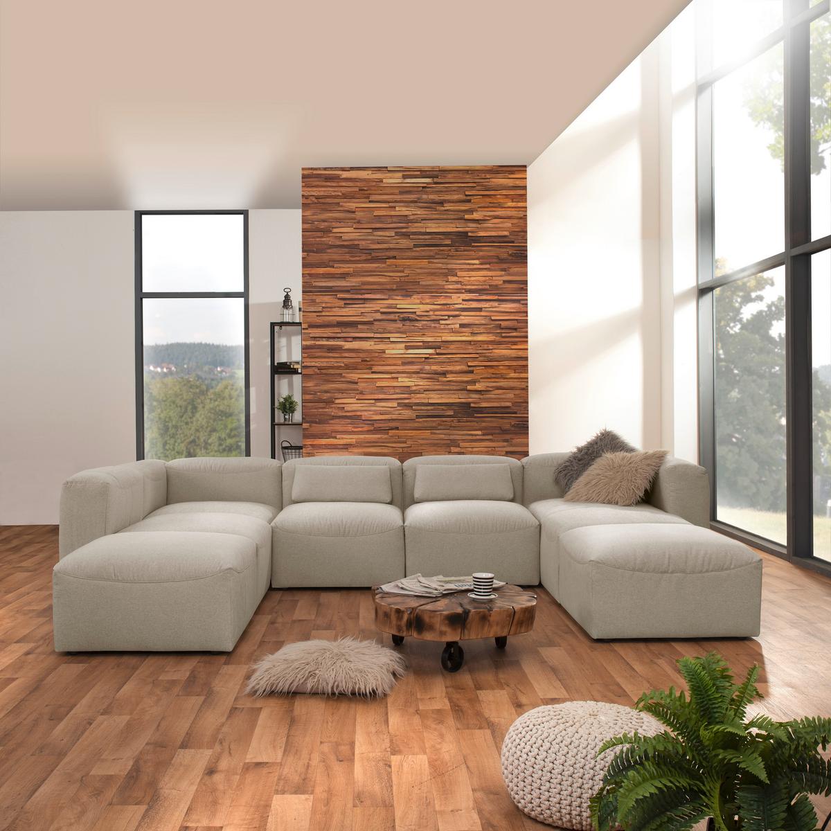 WOHNLANDSCHAFT LENA - Creme, Design, Kunststoff/Textil (250/350/235cm) - Max Winzer