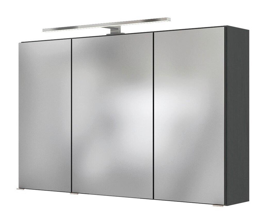 Spiegelschrank Florida in Graphitfarben - Chromfarben/Graphitfarben, MODERN, Glas/Holzwerkstoff (100/64/20cm)