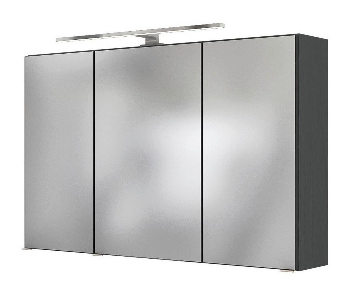 Spiegelschrank Florida in Graphitfarben - Chromfarben/Graphitfarben, MODERN, Glas/Holzwerkstoff (100/64/20cm)