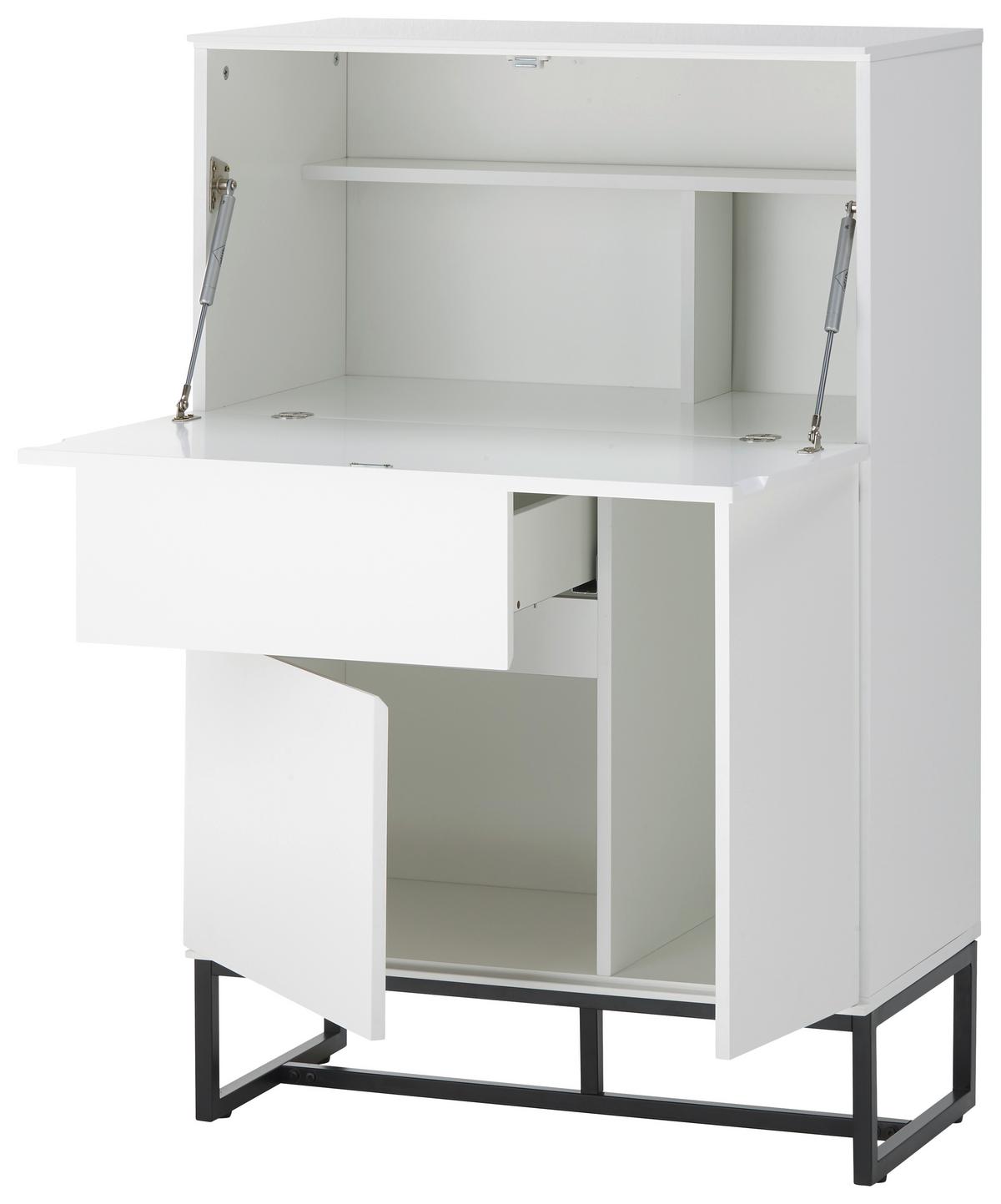 SEKRETARZYK JEREZ - biały/czarny, Modern, materiał drewnopochodny/metal (75/114/40cm) - Livetastic