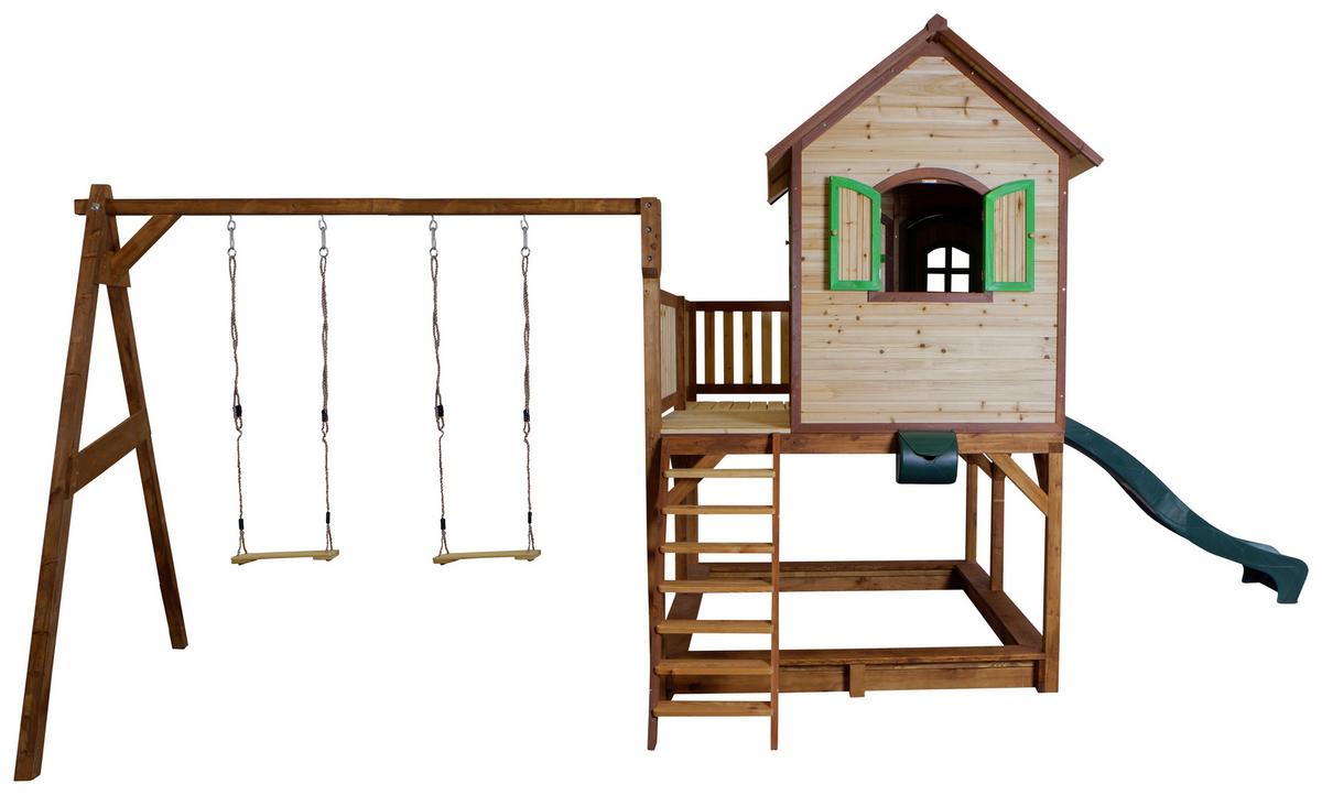 Spielhaus Axi Liam - Braun, Basics, Holz (588/305/270cm) - Ambia Garden