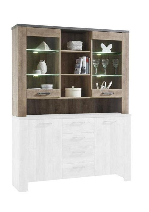 Kommodenaufsatz "Edmonton" , eiche - Eichefarben/Anthrazit, Basics, Glas/Holzwerkstoff (148/107/38cm) - MID.YOU