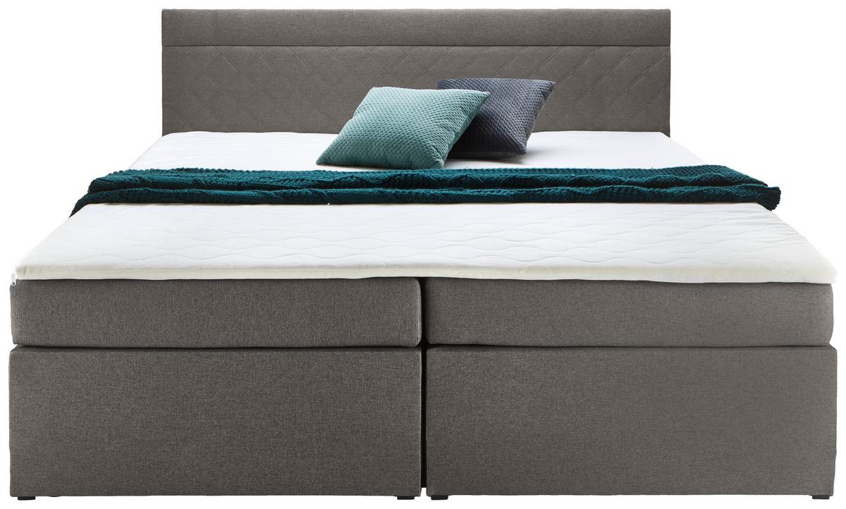 Pat tip boxspring ROSA 180x200 cm gri cu topper - gri, Modern, lemn/textil (180/200cm) - Bessagi Home
