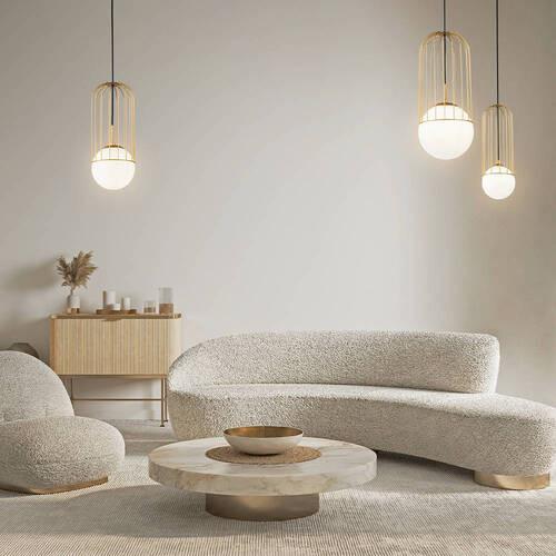 PENDELLEUCHTE TELFORD - Weiss/Goldfarben, Trend, Glas/Metall (12/35cm) - MAYTONI