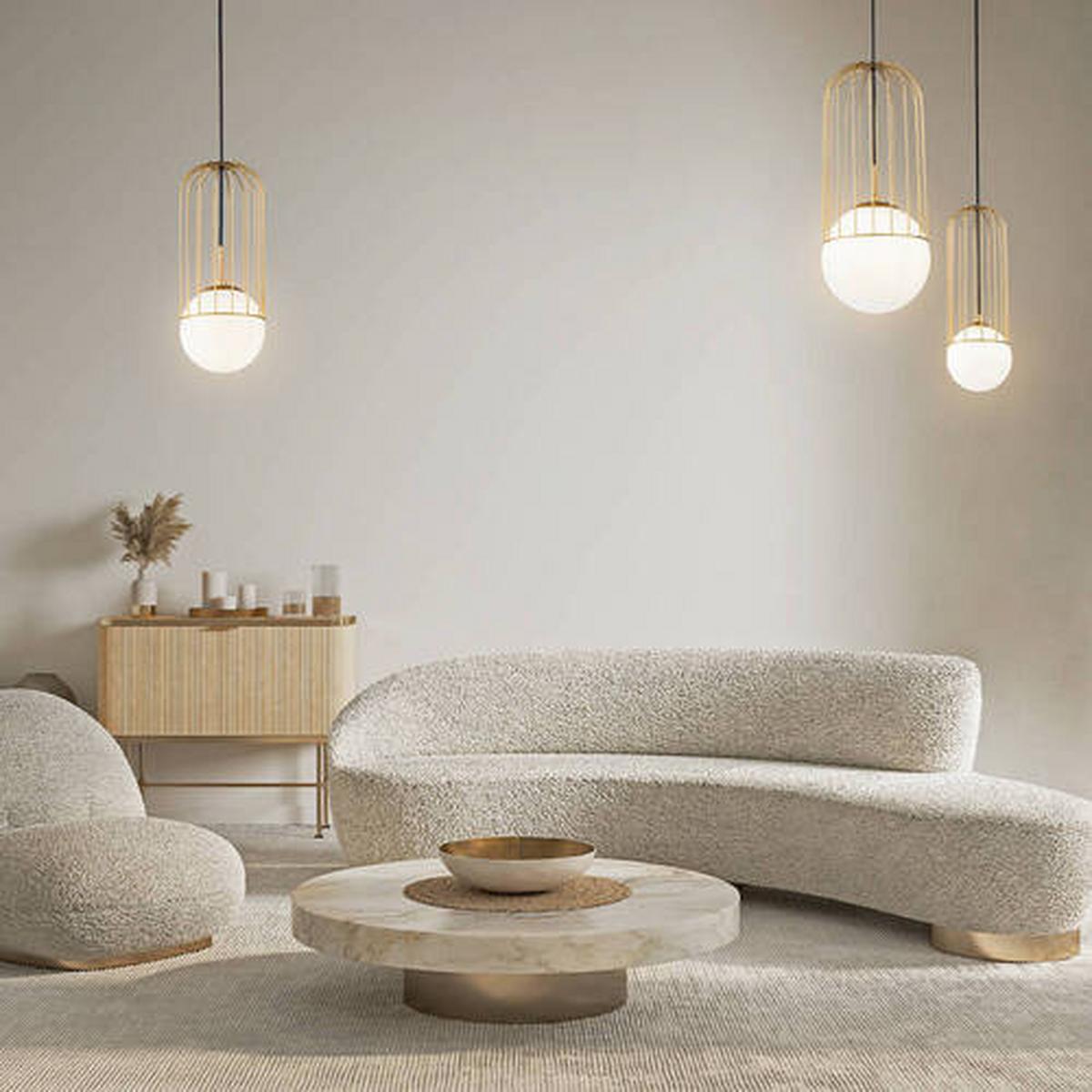 PENDELLEUCHTE TELFORD - Weiss/Goldfarben, Trend, Glas/Metall (12/35cm) - MAYTONI