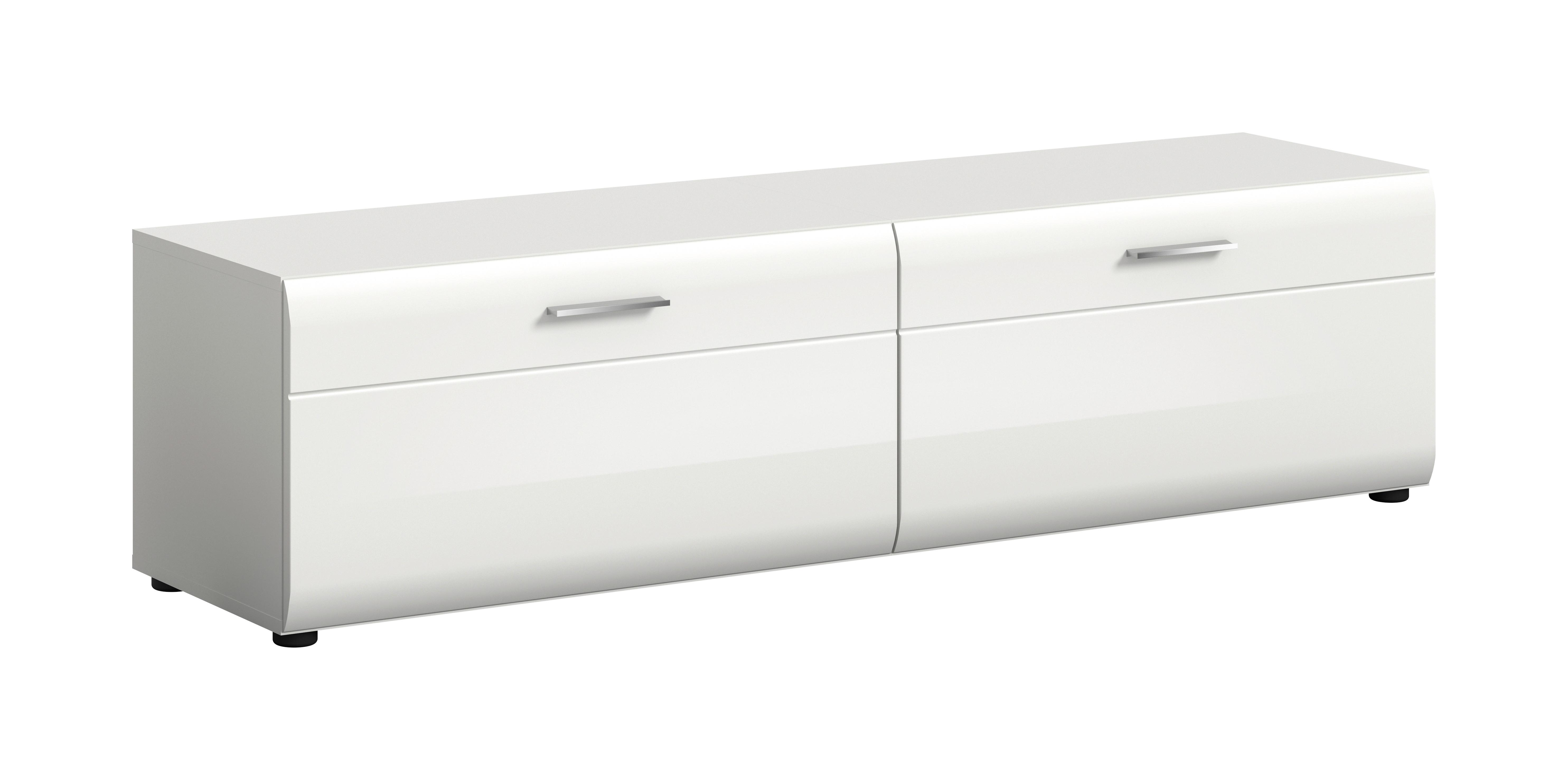 Nizka Omarica Ice, Bela Visok Sijaj - srebrne barve/črna, Design, umetna masa/leseni material (160/41/40cm) - Livetastic