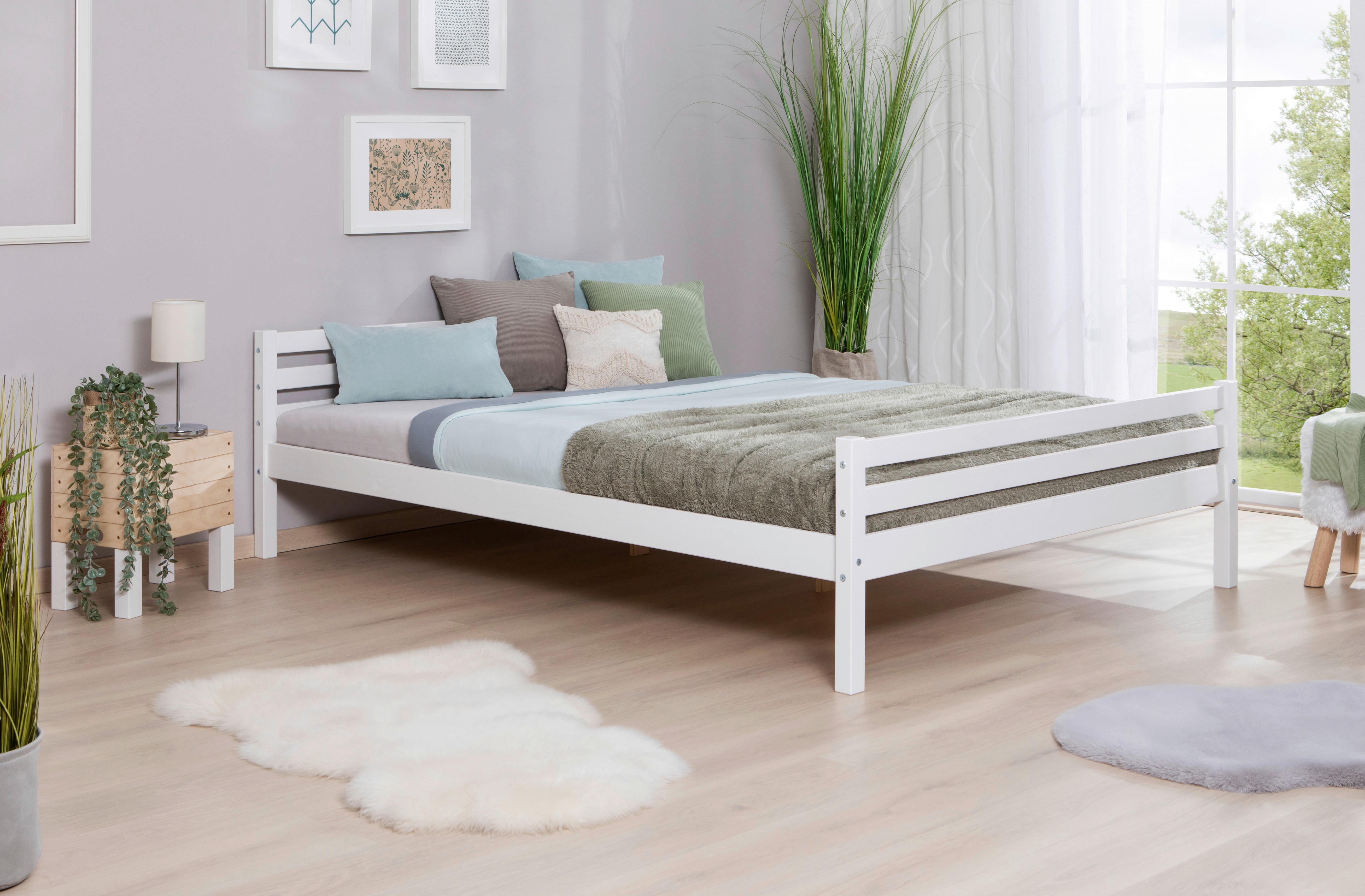 Bett "Nadine", aus Kiefer, weiß - Weiß, KONVENTIONELL, Holz (140/200cm) - MID.YOU