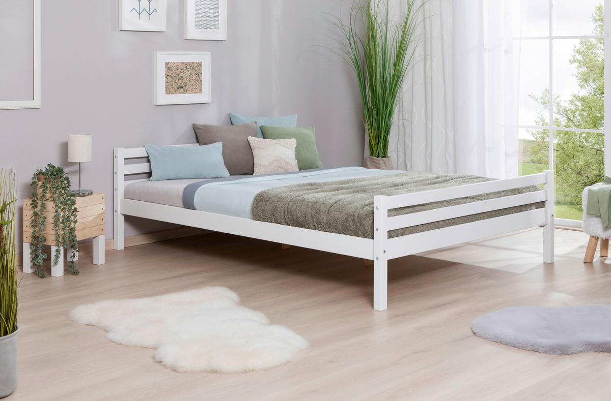 Bett "Nadine", aus Kiefer, weiß - Weiß, KONVENTIONELL, Holz (140/200cm) - MID.YOU