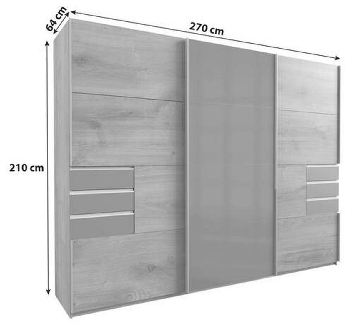Schwebetürenschrank Saigon ca. 270x210 cm Weiß - Klar/Alufarben, KONVENTIONELL, Glas/Holzwerkstoff (270/208/64cm) - MID.YOU