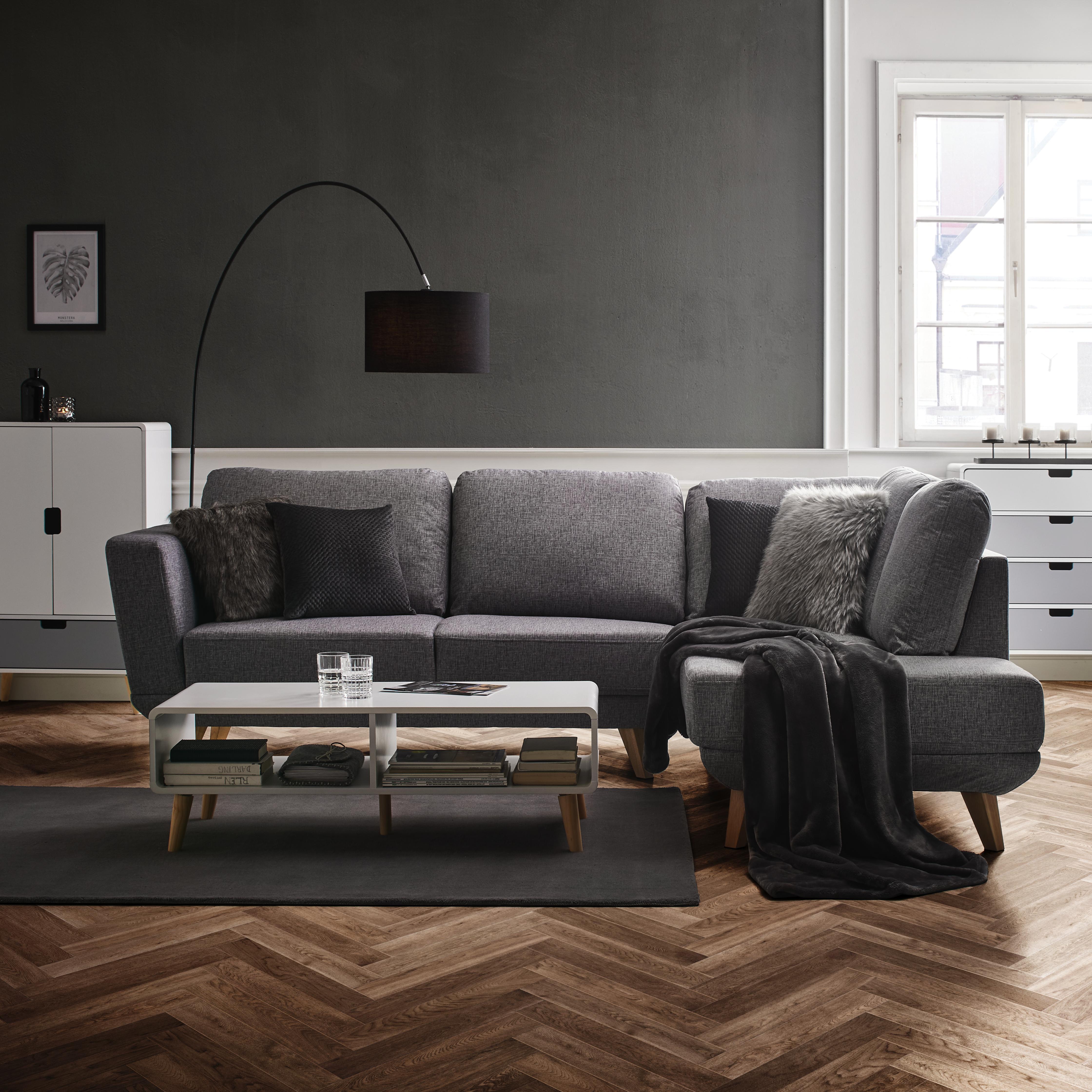 Wohnlandschaft in Hellgrau 'Kyle' - Hellgrau, MODERN, Holz/Textil (262/196cm) - Bessagi Home