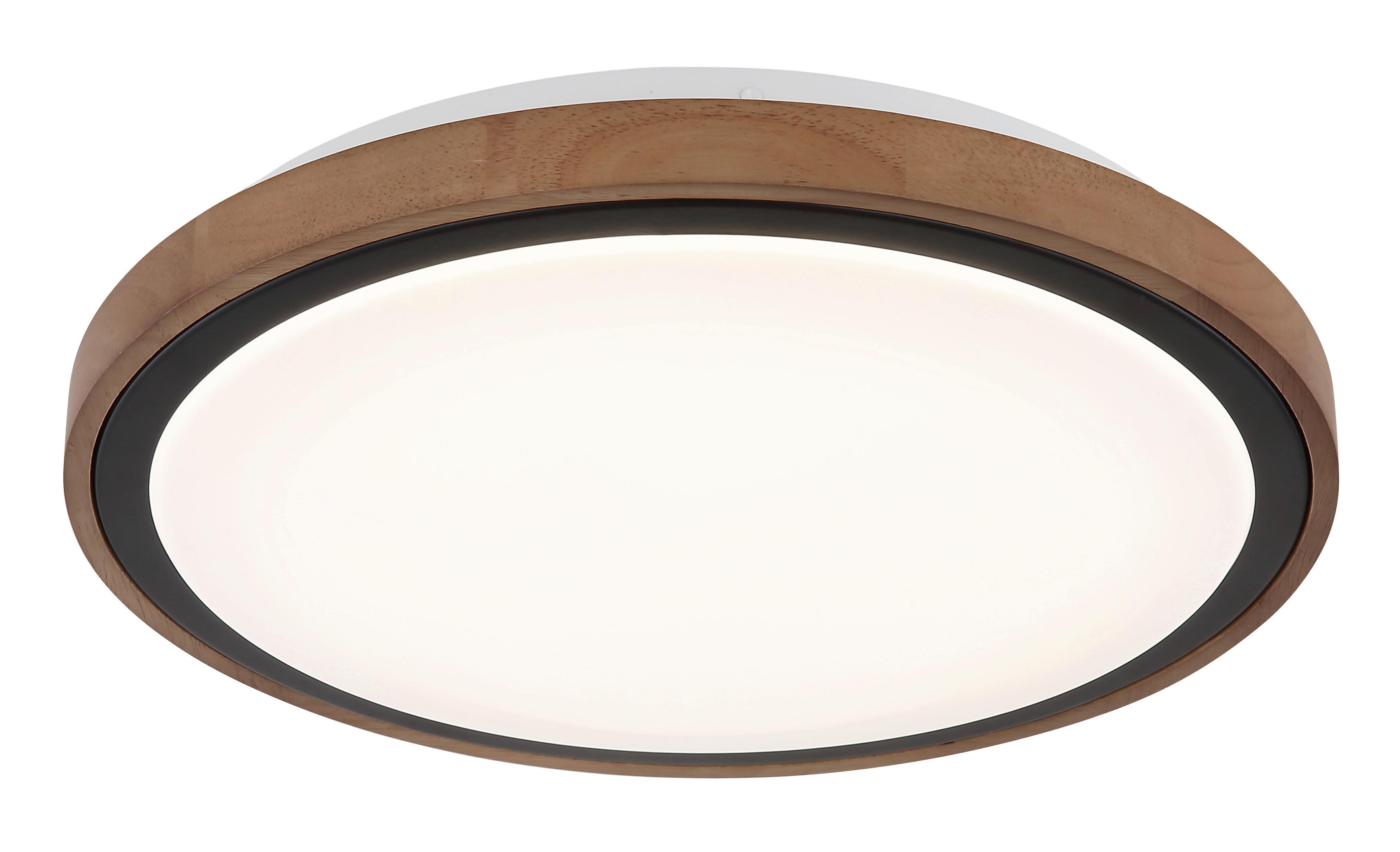 LED-Deckenleuchte Bruno Opal max. 18 Watt - Opal, Natur, Holz/Kunststoff (38/9,5cm) - Globo