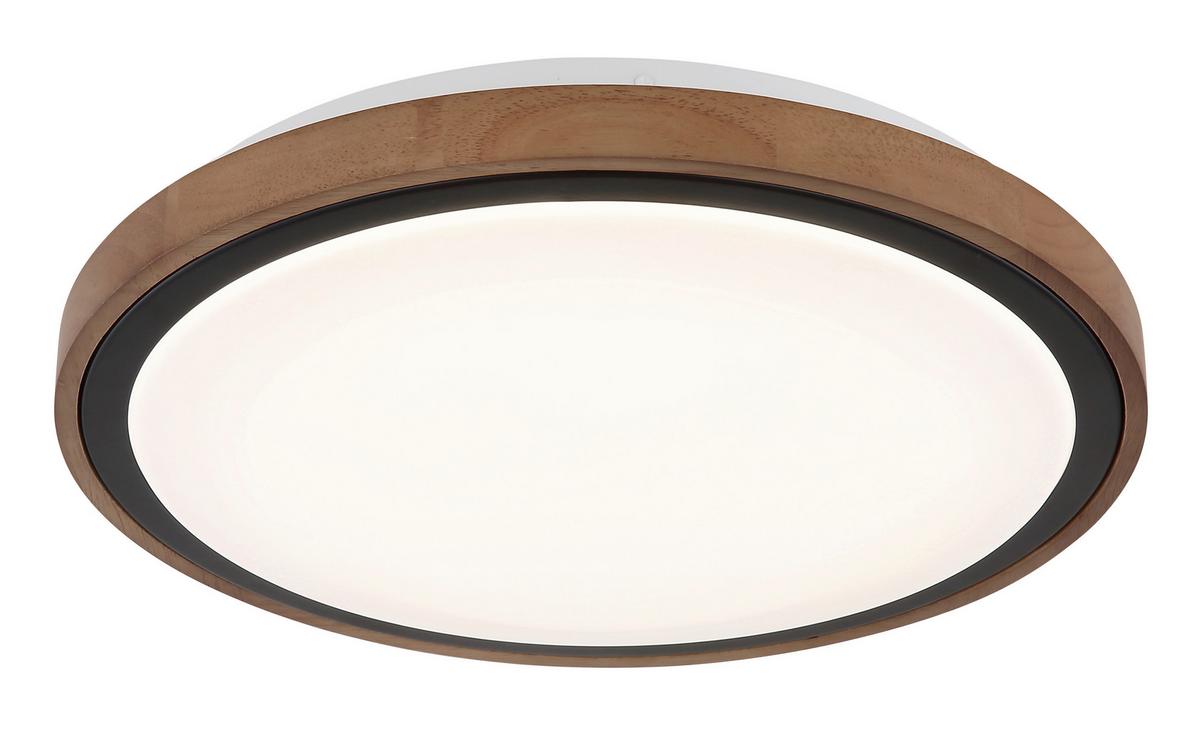 LED-Deckenleuchte Bruno Opal max. 18 Watt - Opal, Natur, Holz/Kunststoff (38/9,5cm) - Globo