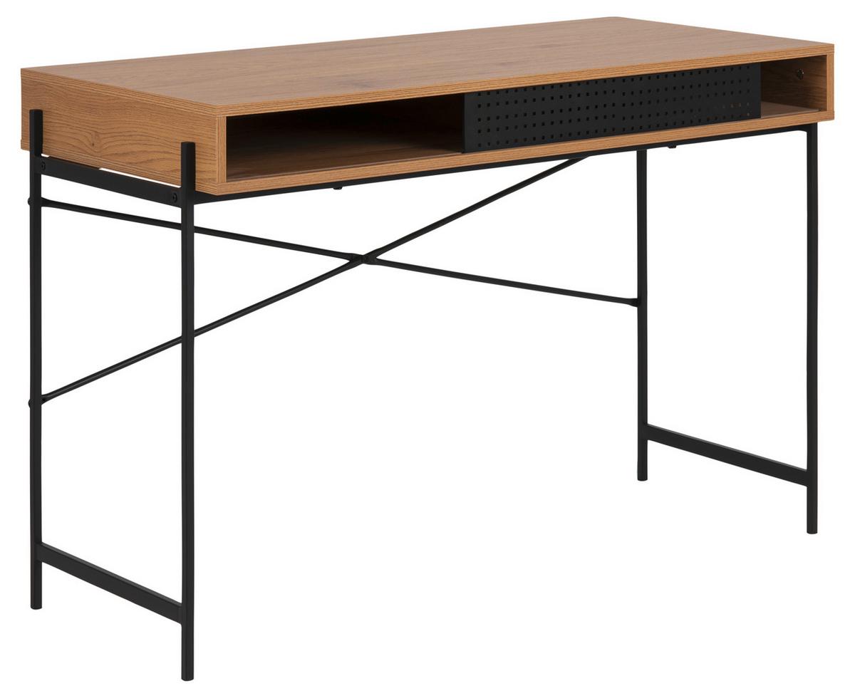 Íróasztal Angus - natúr színű/tölgyfa színű, faalapú anyag/fém (110/75/50cm)
