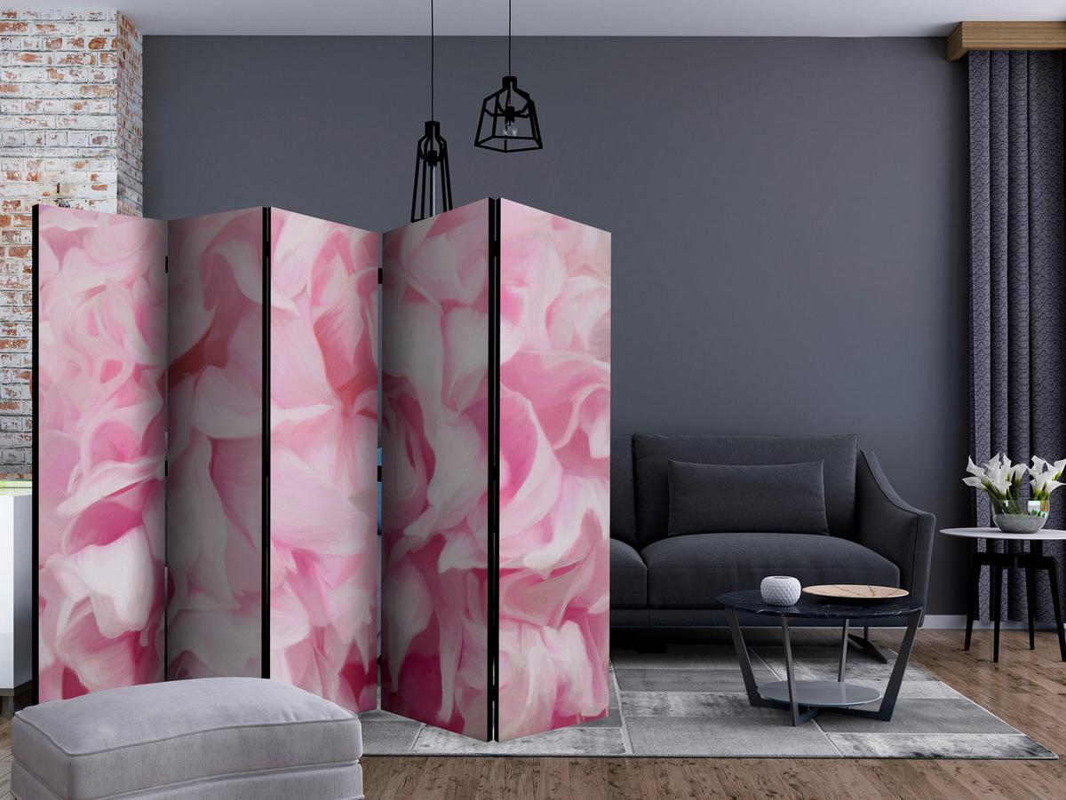 Paravent Azalea II Pink/Hellrosa - Pink/Hellrosa, Basics, Holz/Textil (225/172/3cm) - artgeist