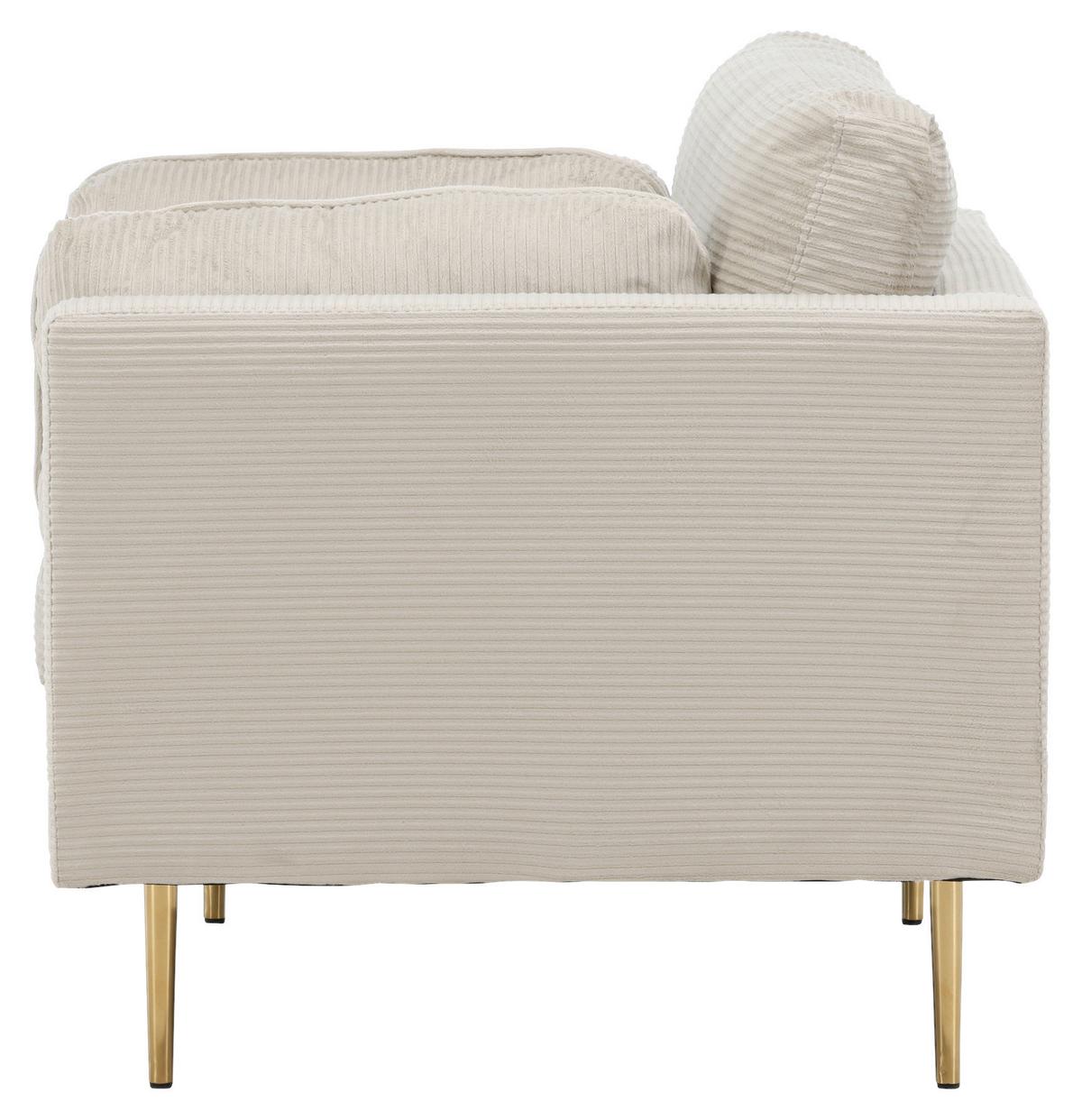 SESSEL BOOM - Beige/Goldfarben, Design, Textil/Metall (110/84/86cm) - Livetastic