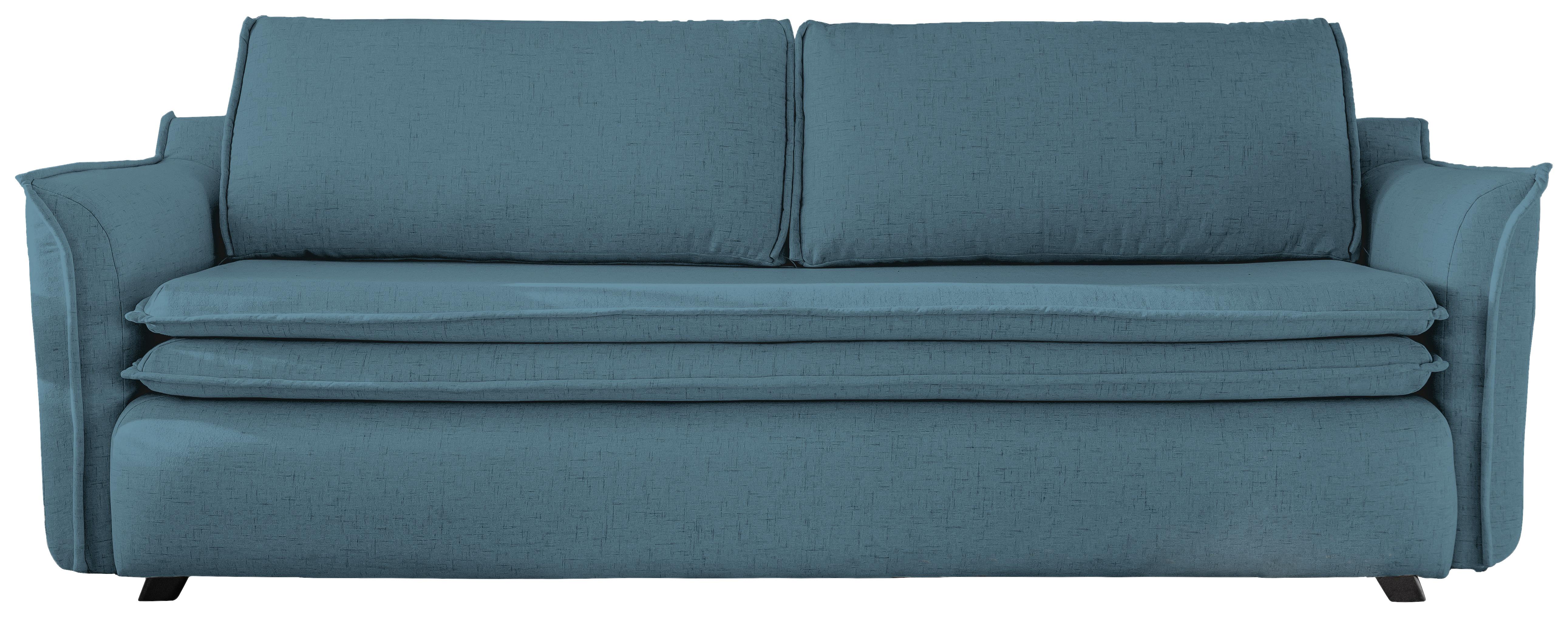 Dreisitzer-Sofa in Blau/ Türkis ´CHARMING CHARLIE´ - Blau/Petrol, Basics, Holz/Holzwerkstoff (225/85/90cm) - MID.YOU