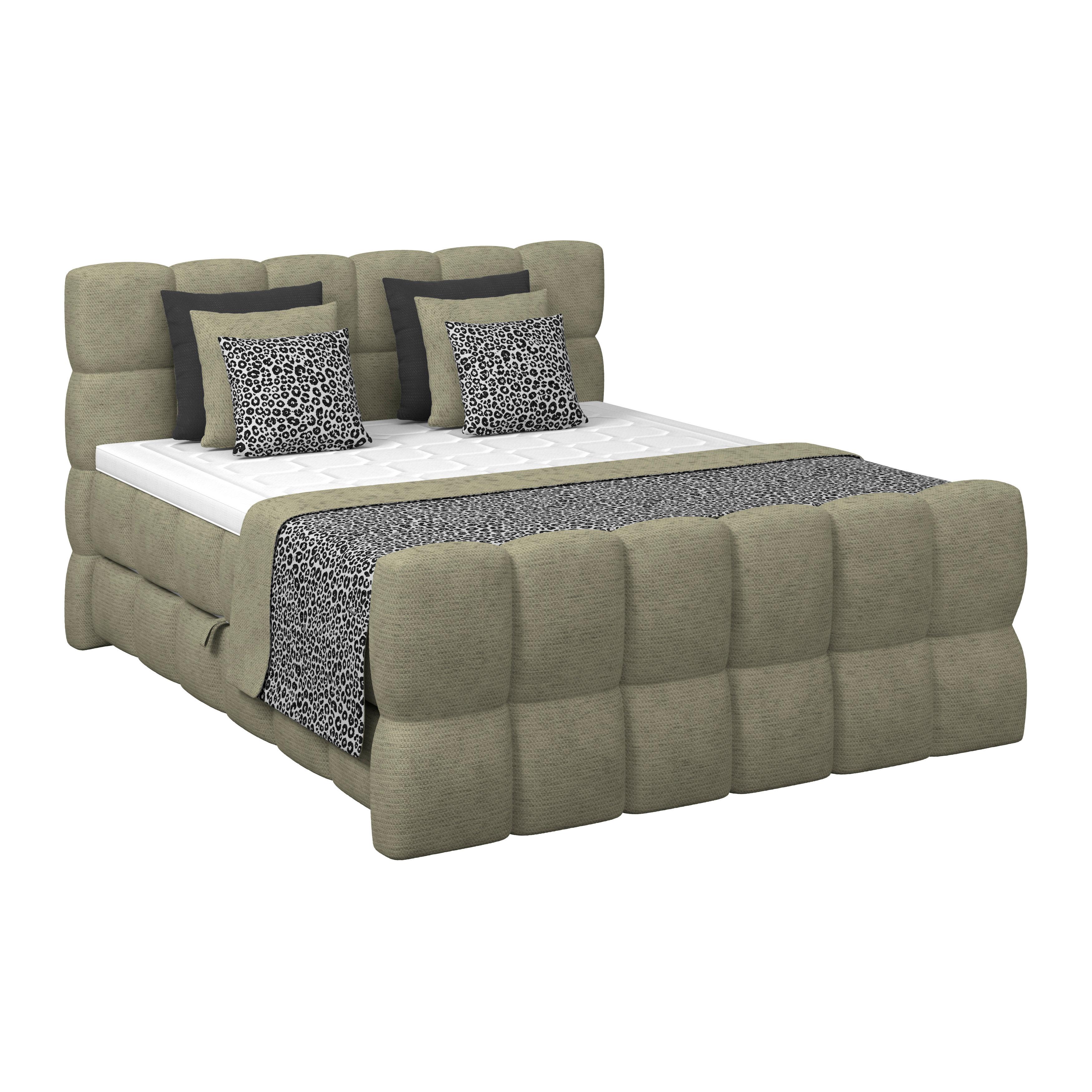 Postelja Boxspring Brisbane, Zelena, 180x200 - črna/zelena, Trend, umetna masa/tekstil (180/200cm) - Premium Living
