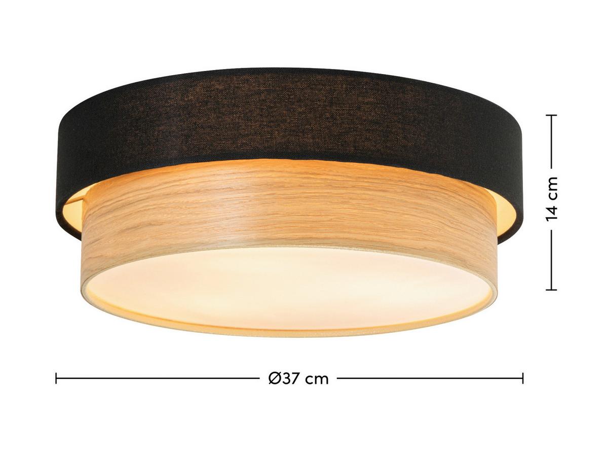 LAMPA SUFITOWA IRINA - kolor dębowy/czarny, Design, tworzywo sztuczne/metal (37/14cm) - Novel