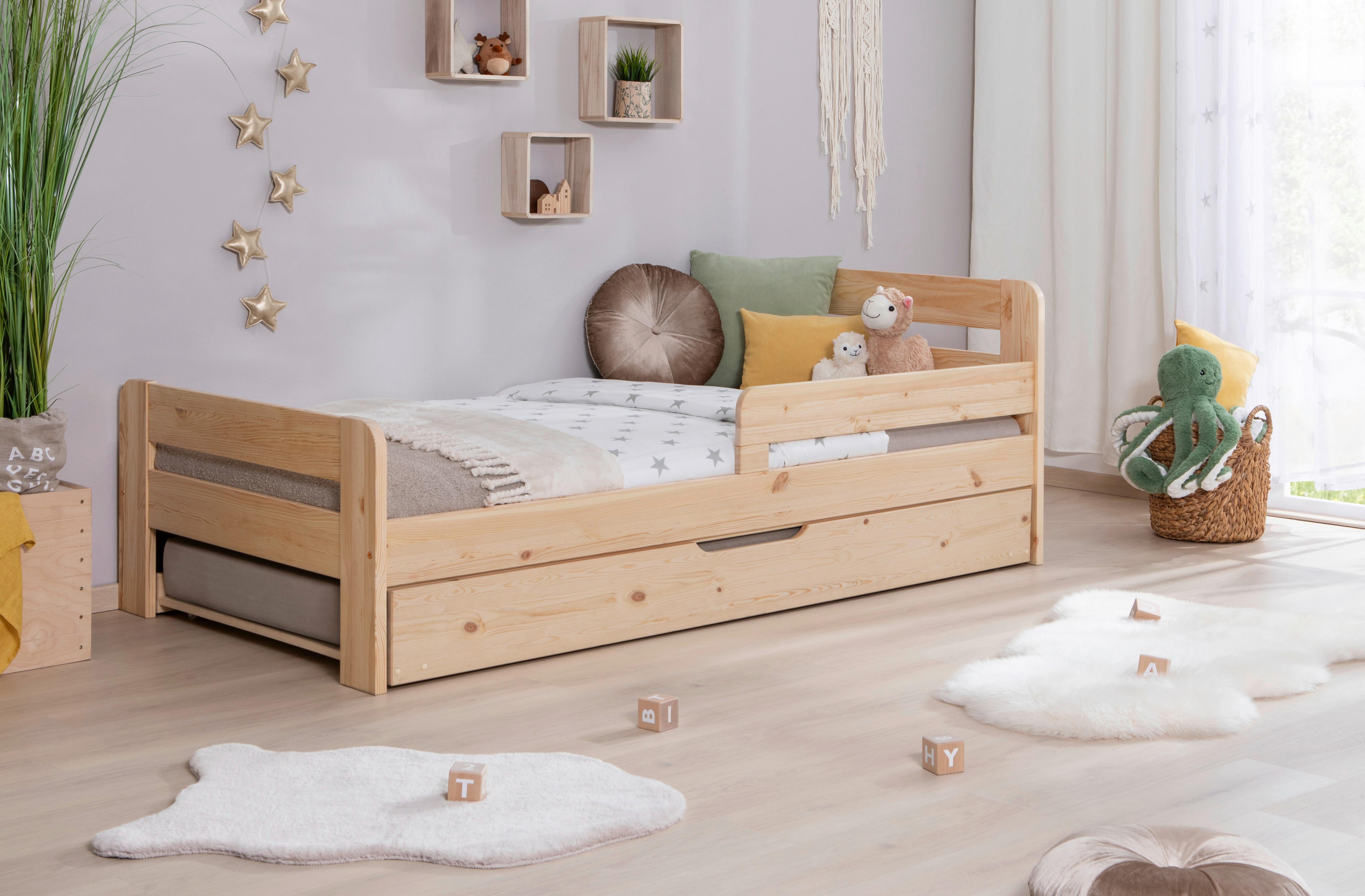 Bett Bennet mit Ausziehbett ca. 90x200 cm Kiefer Natur - Naturfarben, MODERN, Holz (90/200cm) - MID.YOU