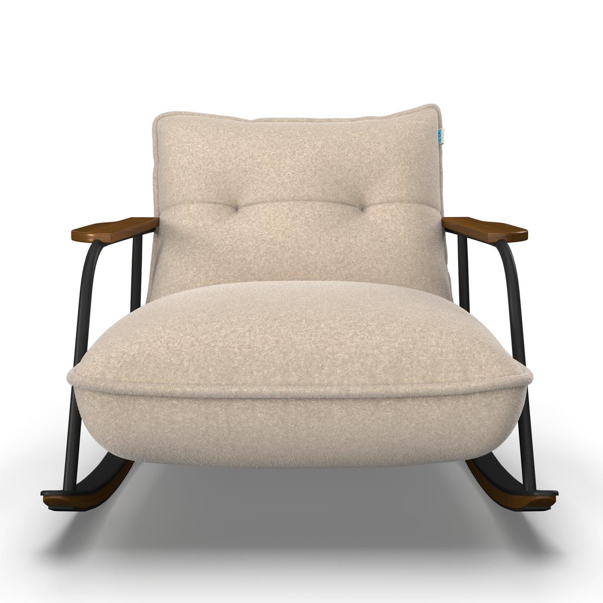 Schaukelsessel Ines Bouclé Beige - Beige/Schwarz, MODERN, Holz/Textil (89/77/94cm) - Bessagi Home