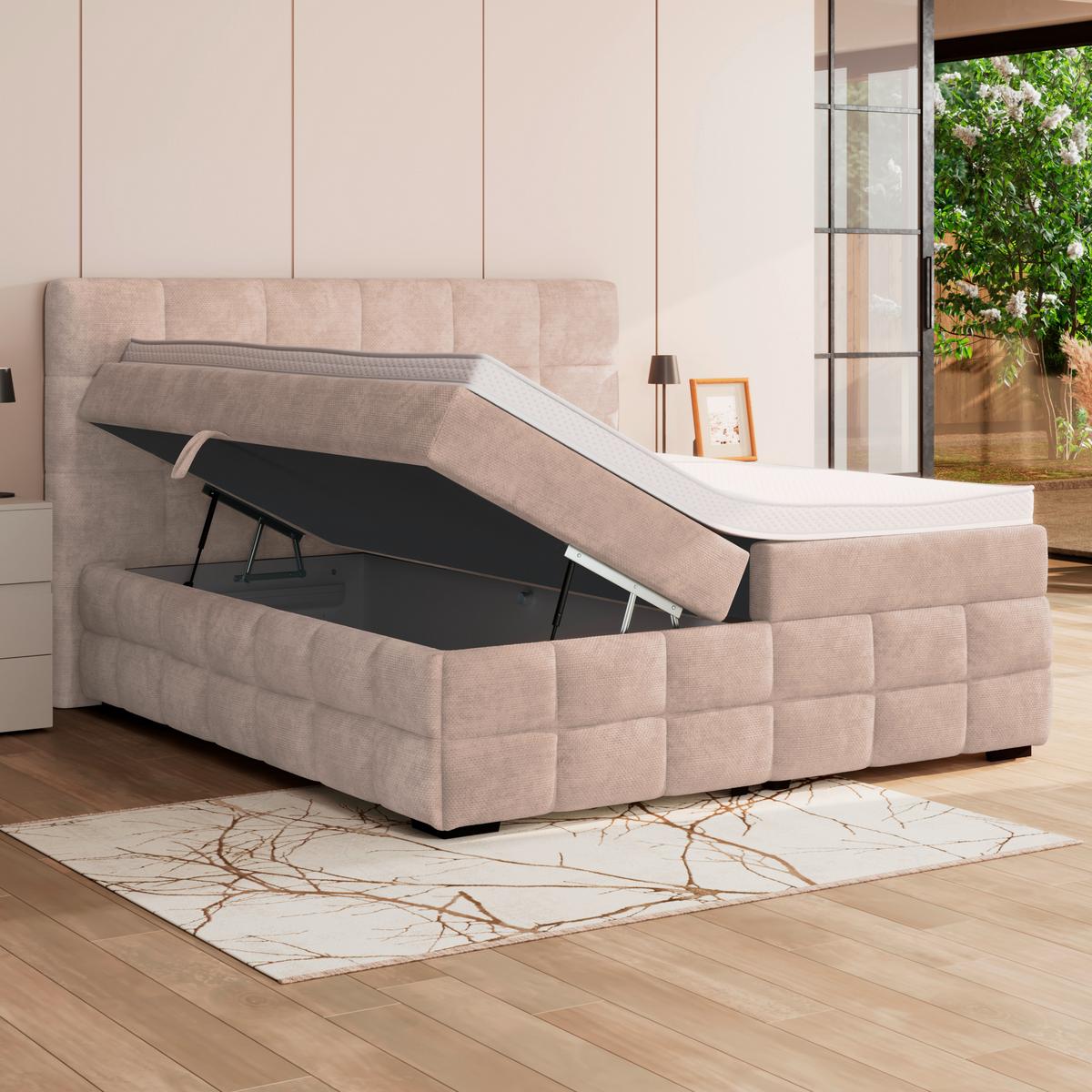 PAT BOX VEGA - bej/verde, Trend, lemn/textil (200/200cm) - Modern Living