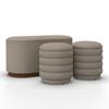 Sitzbank Nina mit Stauraum inkl. 2 Hocker Bouclé Beige - Beige/Naturfarben, MODERN, Holz/Holzwerkstoff - Bessagi Home