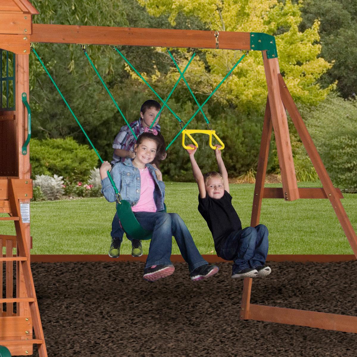 Spielturm B1808058 aus Zeder Massiv - Braun/Grün, KONVENTIONELL, Holz (537,2/290/409cm) - Ambia Garden