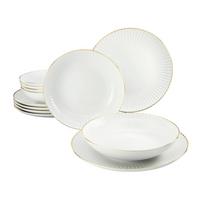 Jedilni Servis Allegra Goldband, 12-Delni - zlate barve/bela, Basics, keramika - Creatable