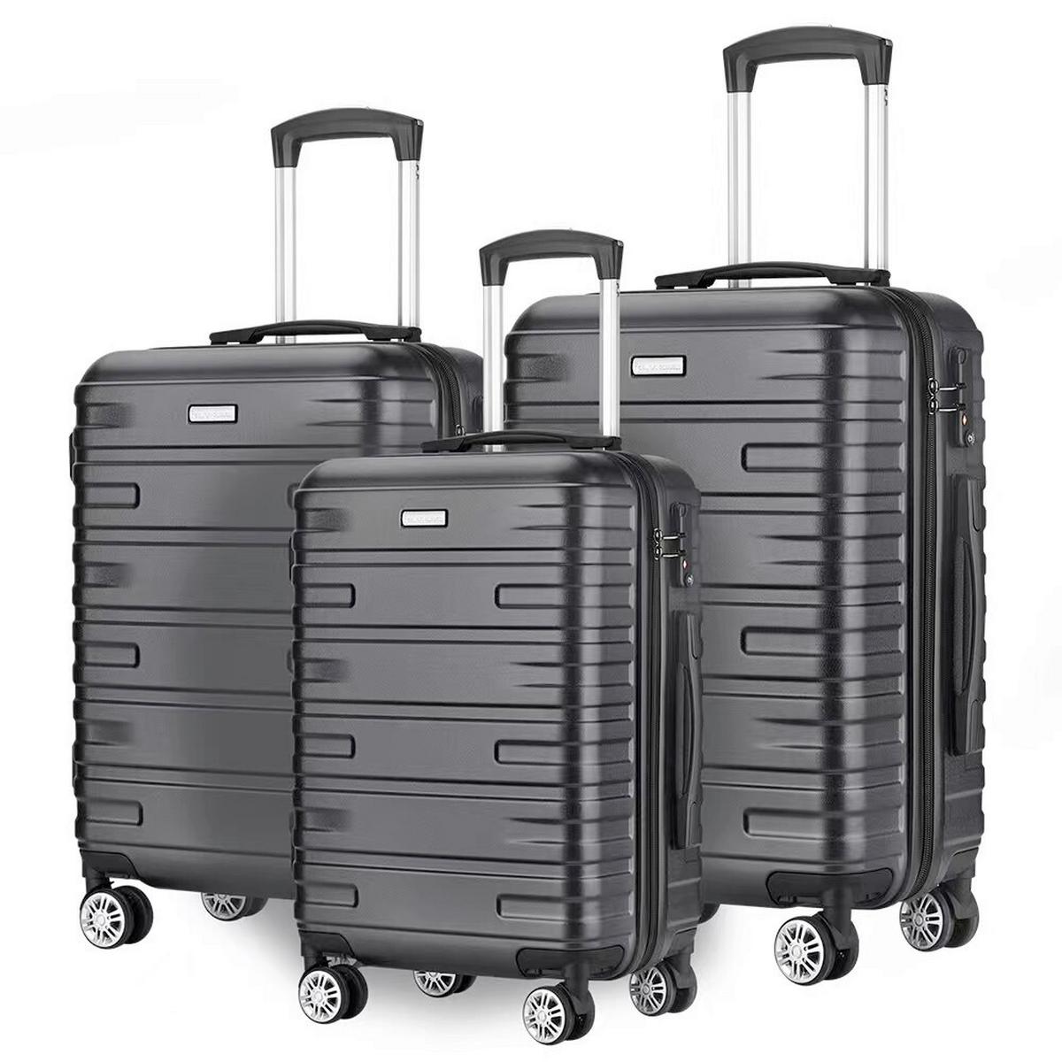 ZESTAW WALIZEK PODRÓŻNYCH LTS-18708 - czarny, Basics, tworzywo sztuczne/metal - Novel