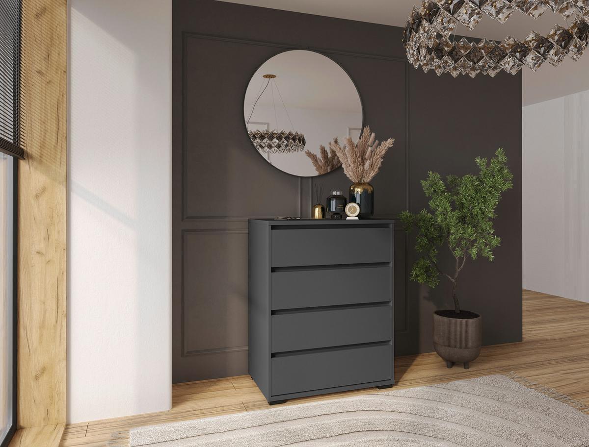KOMODA LINE - antracytowy, Design, materiał drewnopochodny/tworzywo sztuczne (80/103/48cm) - Carryhome