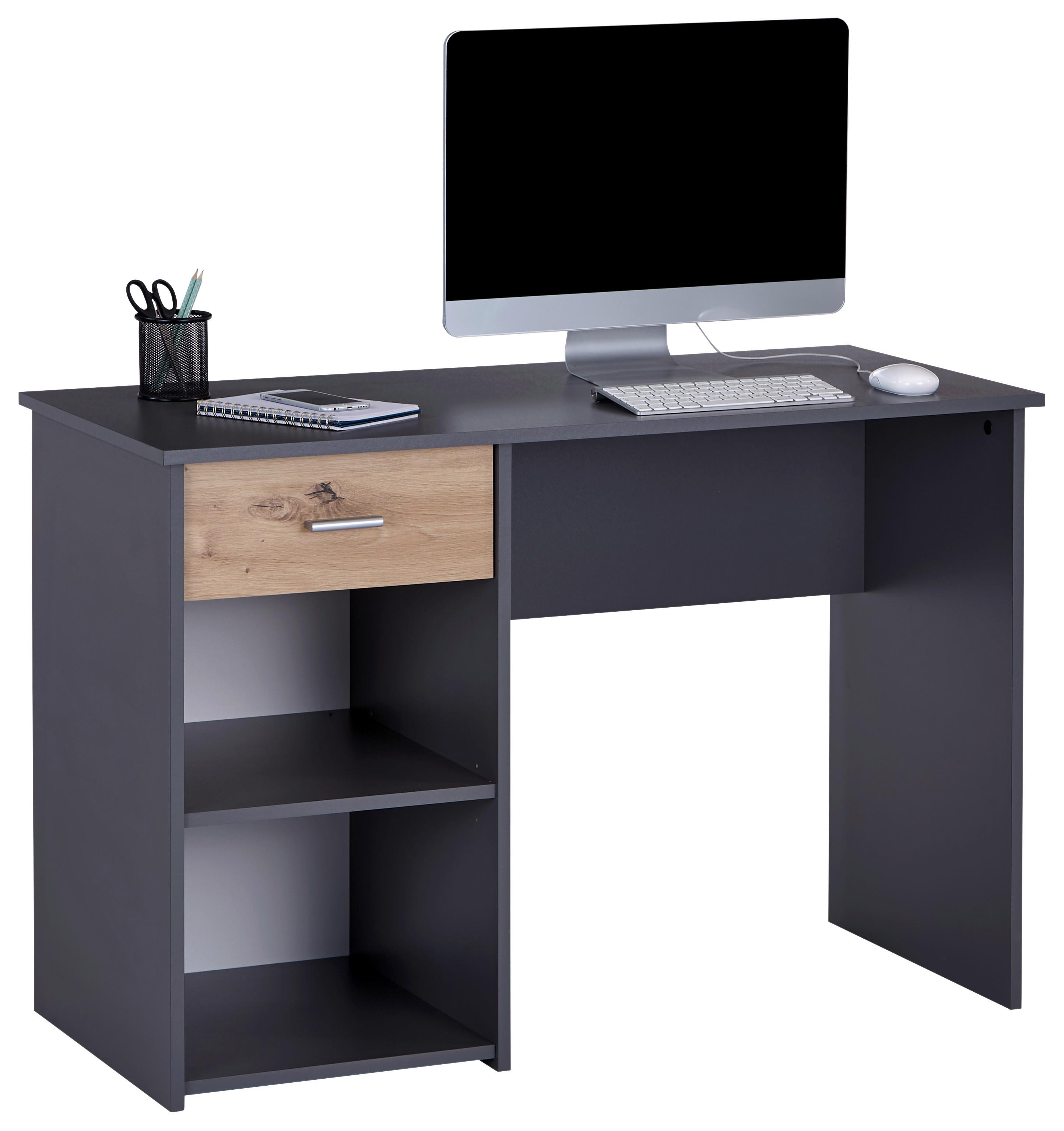 Masa birou Kubek 2 - culoare lemn stejar/antracit, Modern, material pe bază de lemn (110/75/50cm) - Best Price