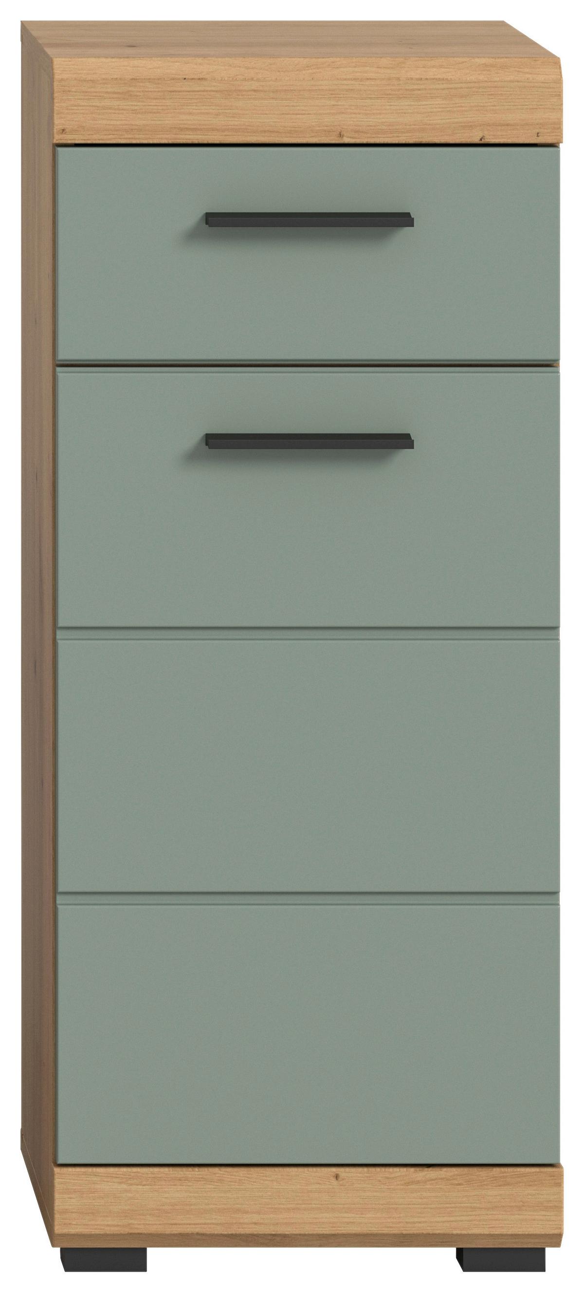 Midischrank Scout ca. 37x88x31 cm Salbeigrün - Salbeigrün/Schwarz, MODERN, Holzwerkstoff/Kunststoff (37/88/31cm) - MID.YOU