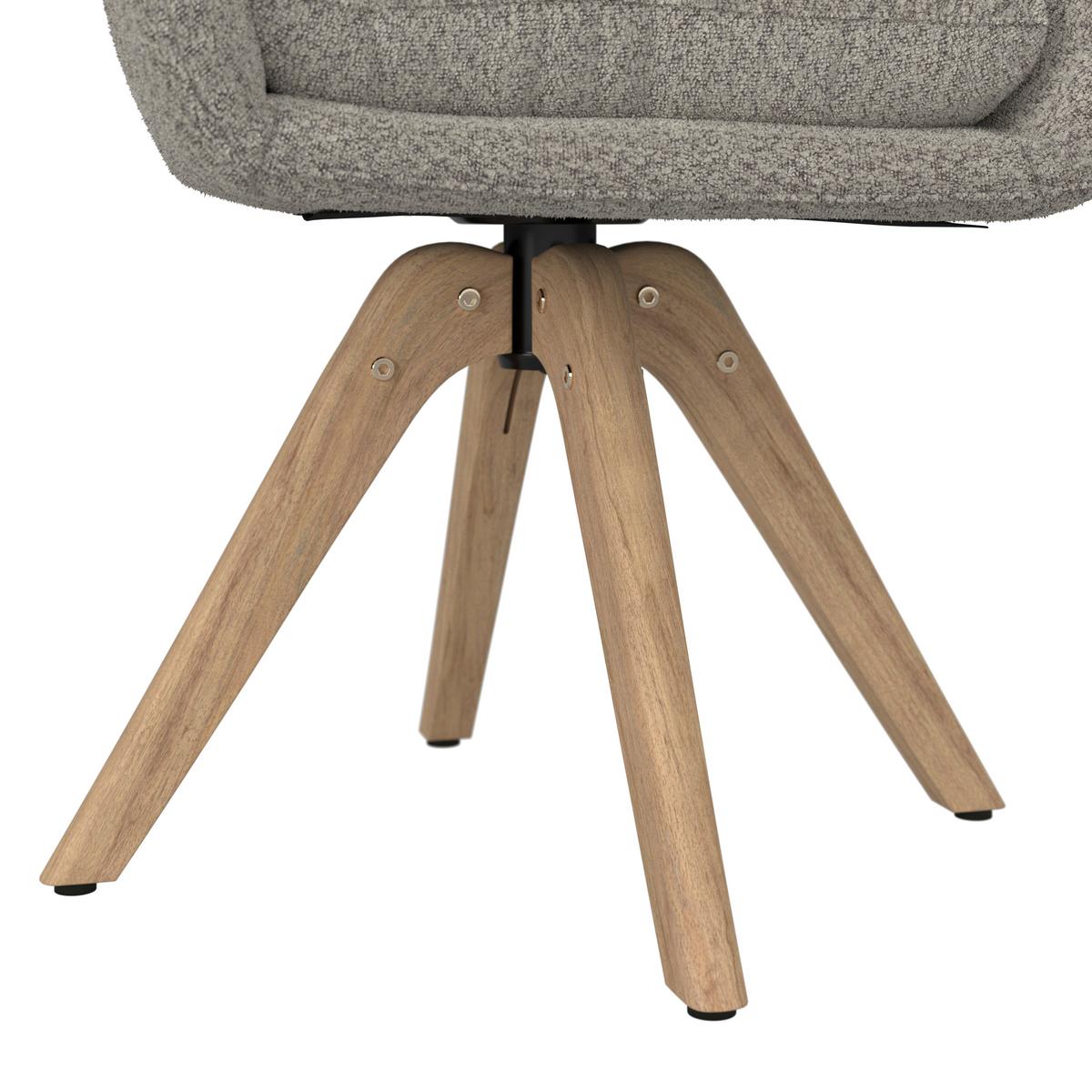 Armlehnstuhl Juana Hellgrau Bouclé Drehbar Gepolstert - Beige/Hellgrau, MODERN, Holz/Textil (61/93/65cm) - Bessagi Home