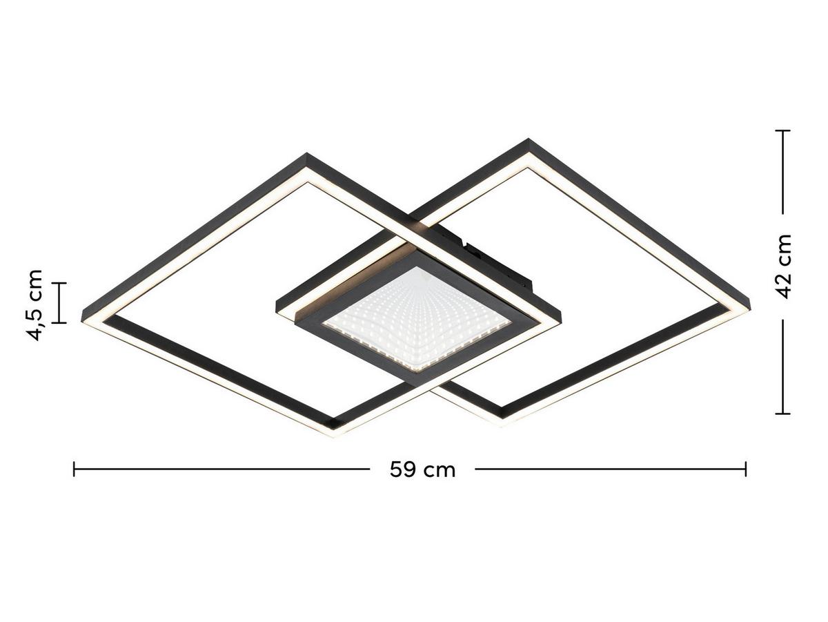 Stropna Led-svetilka Vuio - črna, Moderno, kovina/umetna masa (59/42/4,5cm) - Mömax