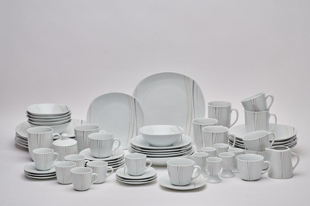 SERWIS OBIADOWO-ŚNIADANIOWY 12025 - beżowy/biały, Basics, ceramika - Novel