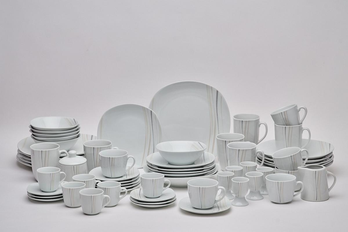 SERWIS OBIADOWO-ŚNIADANIOWY 12025 - beżowy/biały, Basics, ceramika - Novel