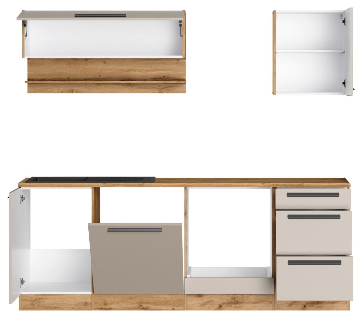 Küchenleerblock Aveiro o. Geräte Kaschmir - Kaschmir/Eiche Wotan, Trend, Holzwerkstoff/Metall (220cm) - Held