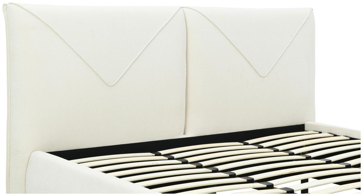 Oblazinjena Postelja Mail, Bela, 180x200cm - črna/bela, Design, kovina/umetna masa (214/111/224cm) - MID.YOU