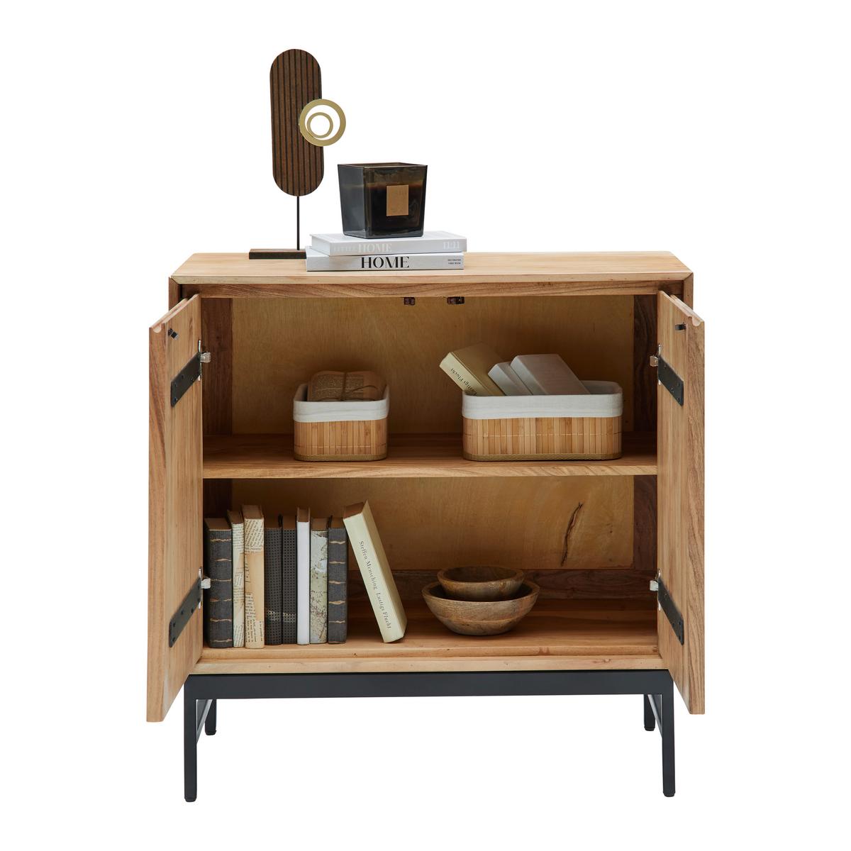 Sideboard Tarim Schwarz/Akaziefarben - Schwarz/Akaziefarben, LIFESTYLE, Holz/Metall (85/85/40cm) - Mömax