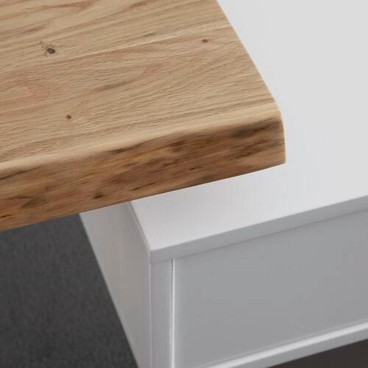 Couchtisch Carlos Weiß/Eichefarben Echtholz/MDF - Eichefarben/Weiß, MODERN, Holz/Metall (110/61/40cm) - Bessagi Home