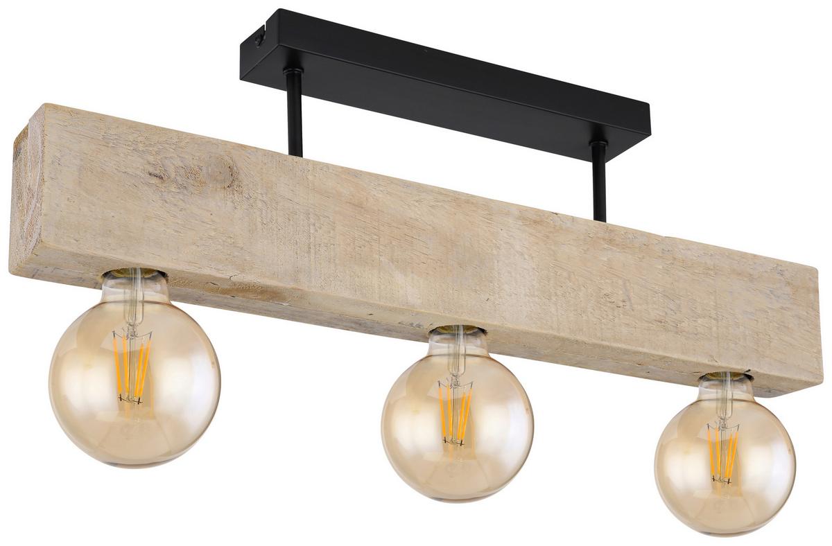 Deckenleuchte Adalie max. 60 Watt - Dunkelbraun/Schwarz, Natur, Holz/Metall (60/6/19cm) - Globo
