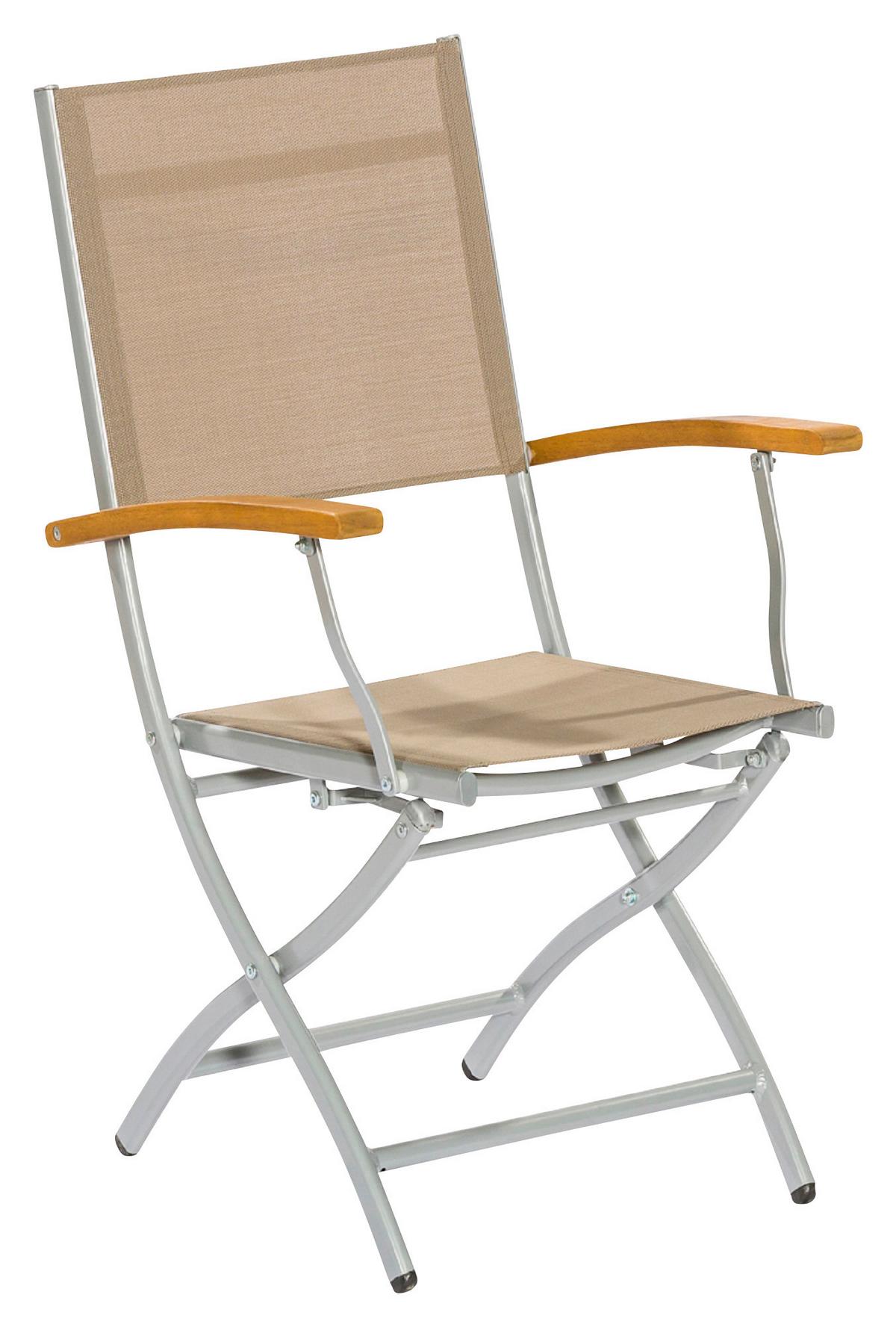 Set Za Balkon Naxos, 3-Delno, Aluminij - srebrne barve/bež, Moderno, kovina/umetna masa - Gardenson