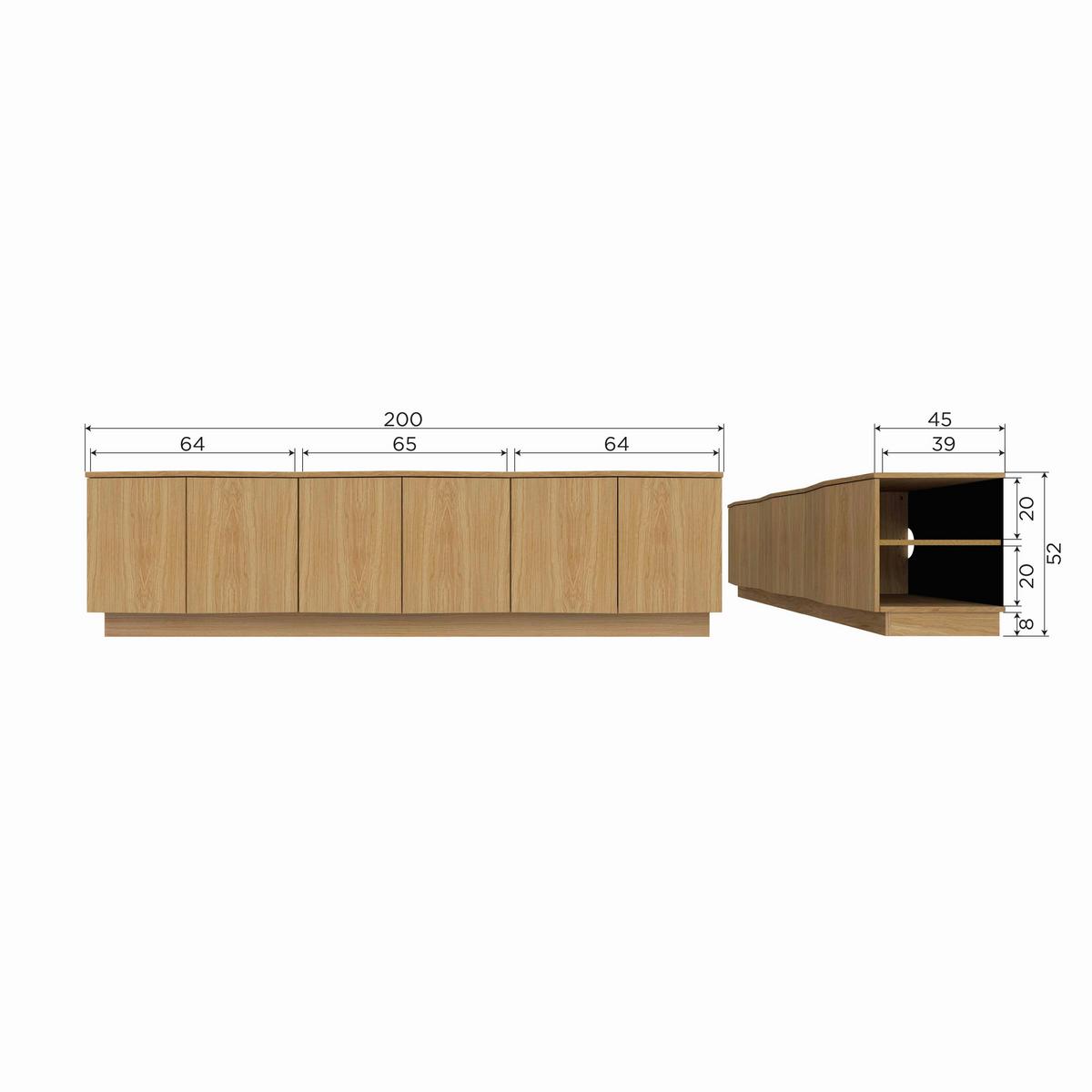 Lowboard Zuma Eichefarben - Eichefarben, Design, Holz (200/52/45cm) - Livetastic