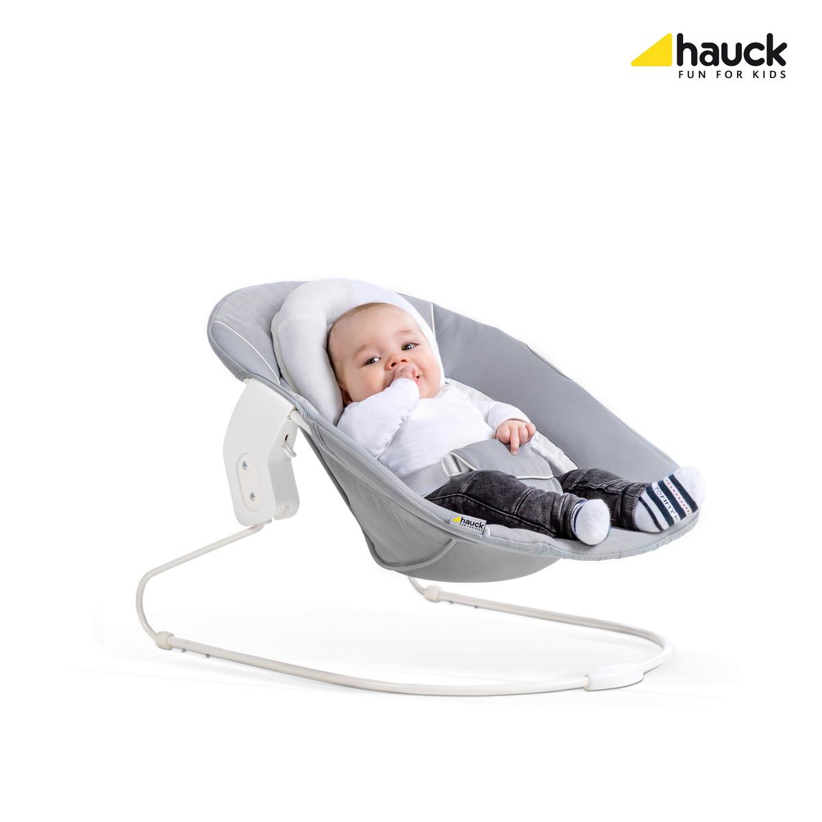 LEŻACZEK ALPHA BOUNCER STRETCH GREY - biały/szary, Konventionell, tkanina (66/49/45cm) - Hauck