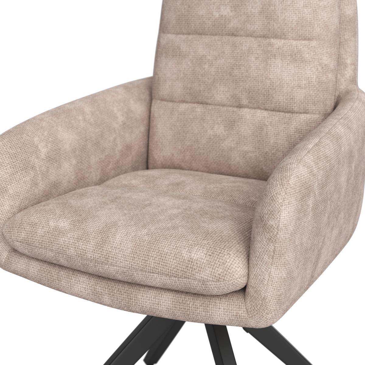 Armlehnstuhl Laurin Taupe Webstoff Drehbar Gepolstert - Taupe/Schwarz, MODERN, Holz/Textil (59/93/63cm) - Bessagi Home
