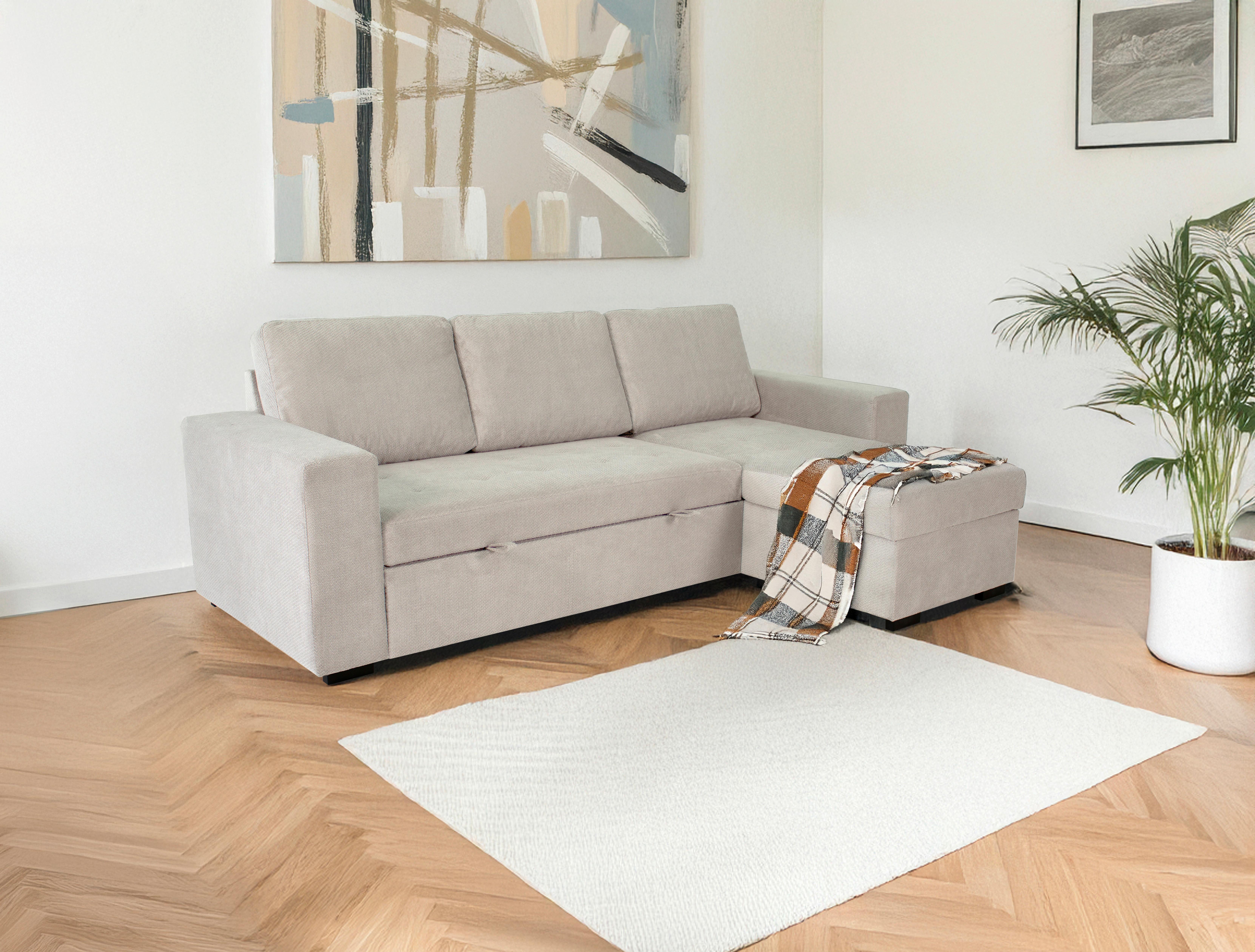Kutna Garnitura Jan - sivo-bež, Trend, tekstil (247/155cm)
