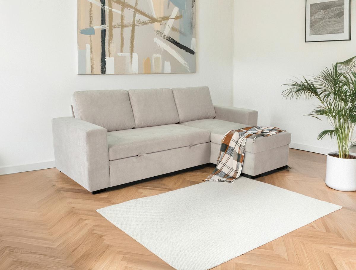 Kutna Garnitura Jan - sivo-bež, Trend, tekstil (247/155cm)