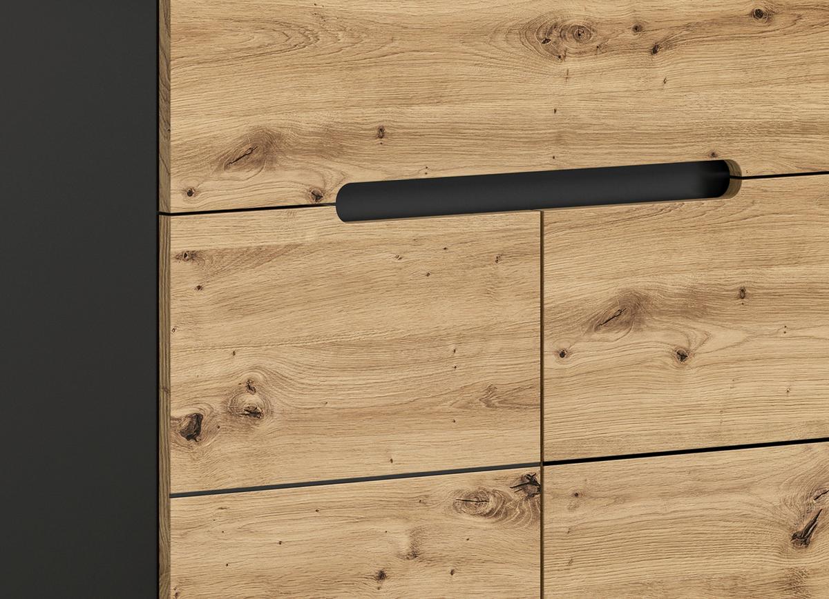Garderobe Canu 5-teilig ca. 255x190x37cm Eiche Dekor,Grau - KONVENTIONELL, Glas/Holzwerkstoff (255/190/37cm) - MID.YOU